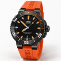 Oris Aquis Date 43mm Black Orange Dial Grey PVD Orange Rubber Automatic Men's Watch – studio