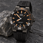 Oris Aquis Date 43mm Black Orange Dial Grey PVD Black Rubber Automatic Men's Watch – stone still life