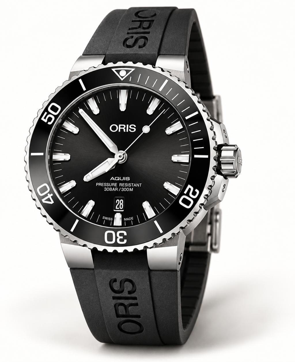 Oris Aquis Date 43.5mm Black Dial Black Rubber Automatic Men's Watch – studio