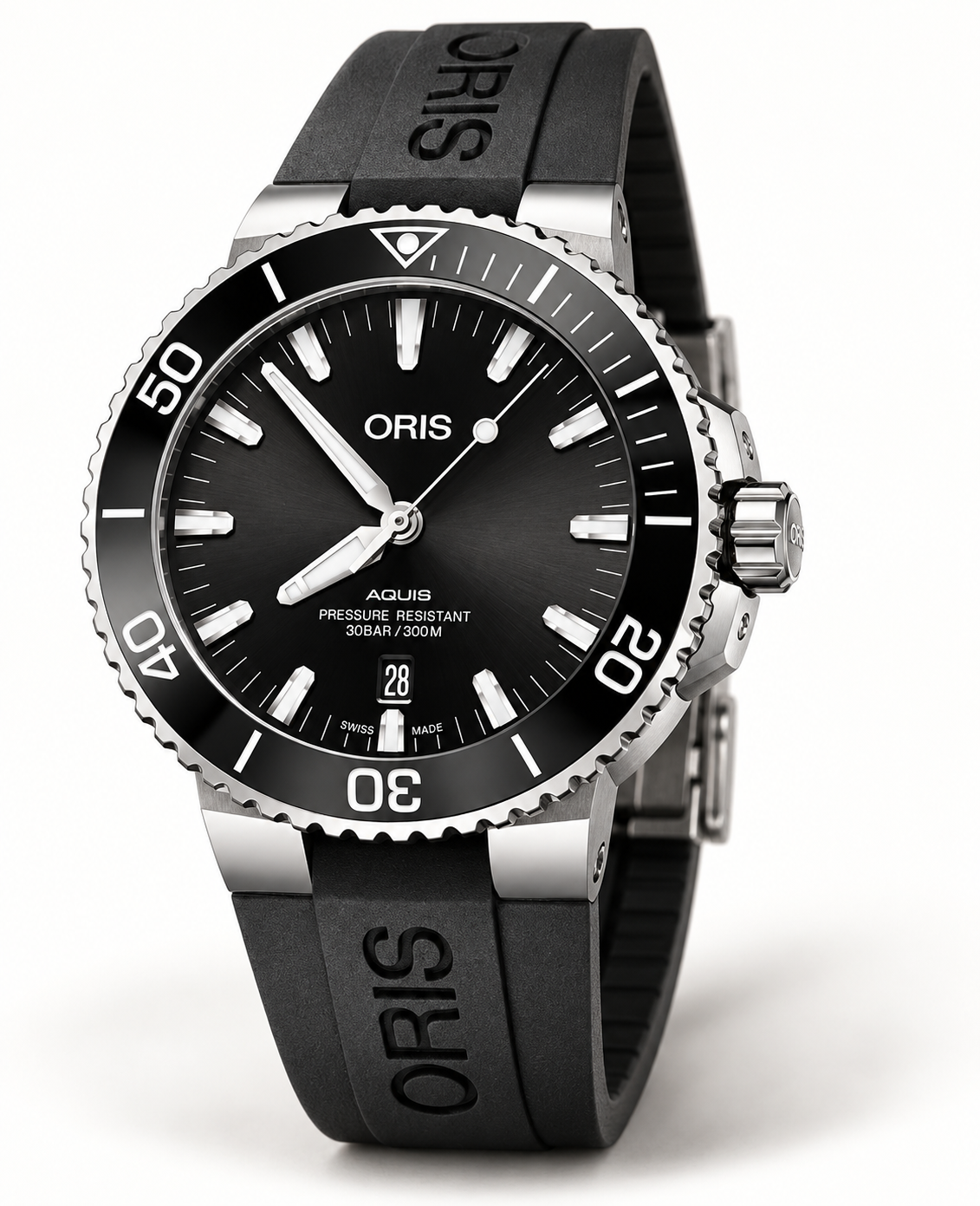 Oris Aquis Date 43.5mm Black Dial Black Rubber Automatic Men's Watch – studio