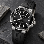 Oris Aquis Date 43.5mm Black Dial Black Rubber Automatic Men's Watch – stone still life