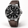 Oris Aquis Date 43.5mm Black Dial Brown Leather Automatic Men's Watch – studio