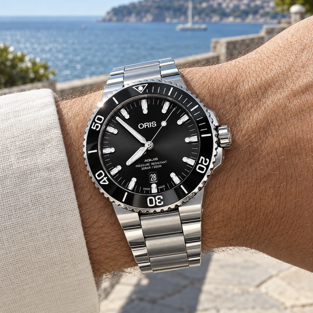 Oris Aquis Date 43.5mm Black Dial Steel Automatic Men's Watch – wrist lifestyle
