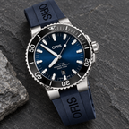 Oris Aquis Date 43.5mm Blue Dial Blue Rubber Automatic Men's Watch – stone still life