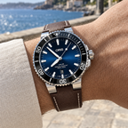 Oris Aquis Date 43.5mm Blue Dial Brown Leather Automatic Men's Watch – wrist lifestyle