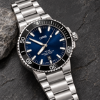 Oris Aquis Date 43.5mm Blue Dial Steel Automatic Men's Watch – stone still life