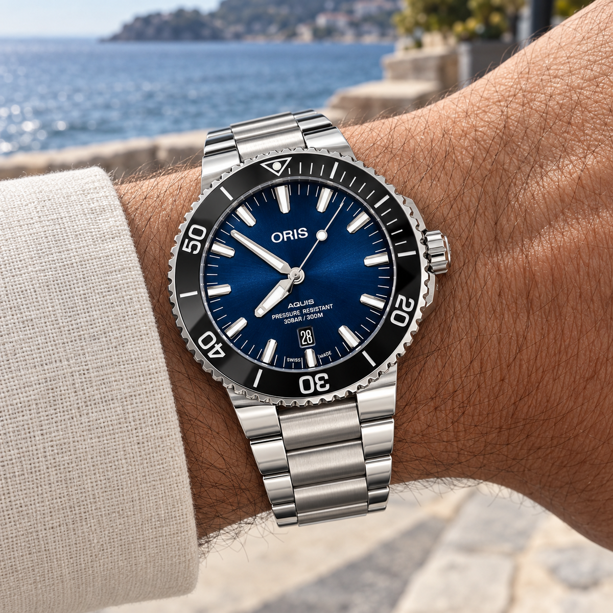 Oris Aquis Date 43.5mm Blue Dial Steel Automatic Men's Watch – wrist lifestyle