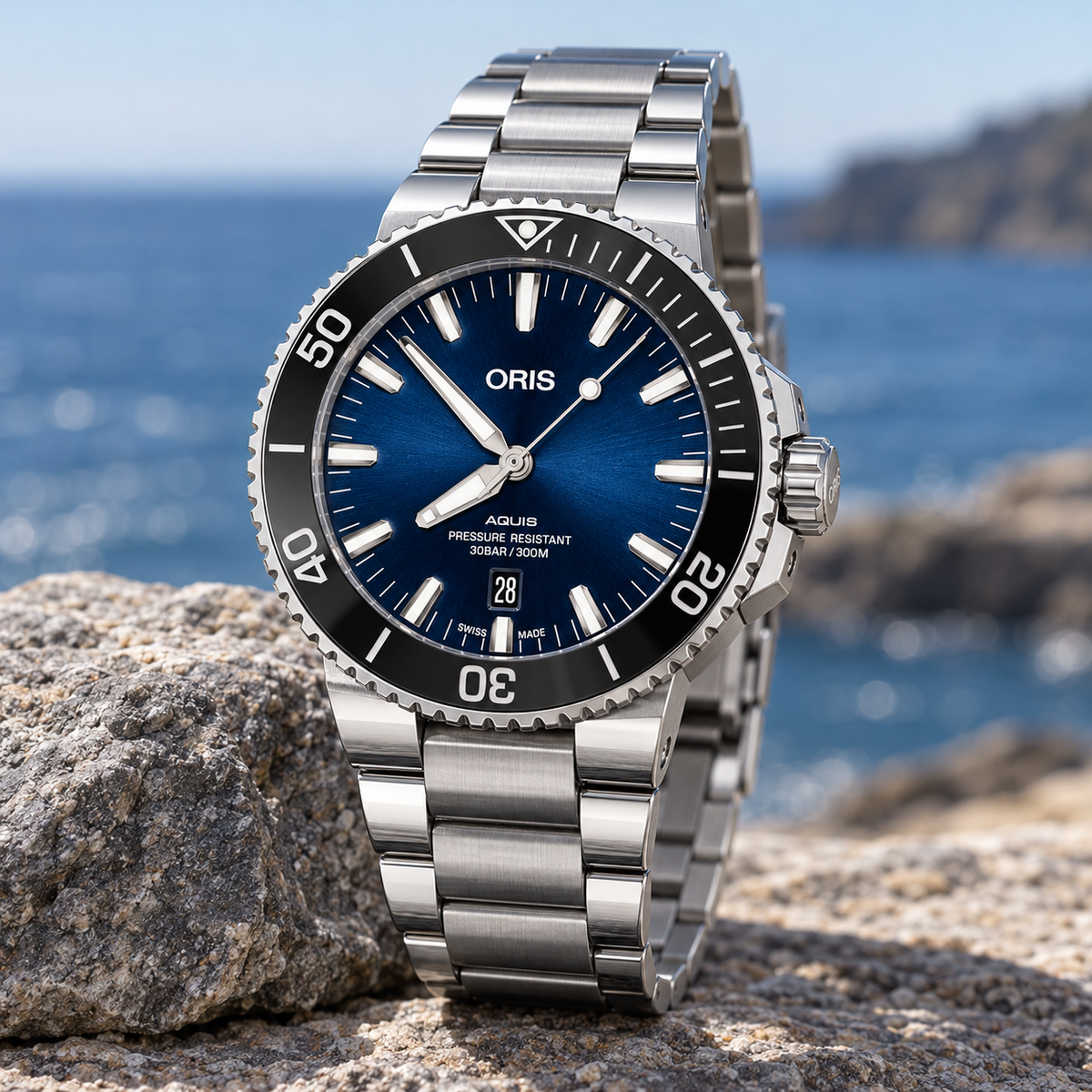 Oris Aquis Date 43.5mm Blue Dial Steel Automatic Men's Watch – coastal lifestyle