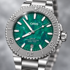 Oris X Bracenet Aquis Date 43.5mm Green Recycled Dial Steel Automatic Men's Watch – dial macro