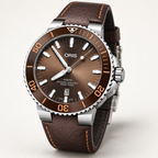 Oris Aquis Date 43.5mm Brown Dial Brown Leather Automatic Men's Watch – studio
