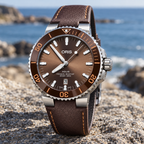 Oris Aquis Date 43.5mm Brown Dial Brown Leather Automatic Men's Watch – coastal lifestyle