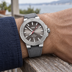 Oris Aquis Date Relief 43.5mm grey dial grey leather strap – wrist lifestyle