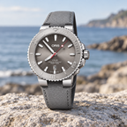 Oris Aquis Date Relief 43.5mm grey dial grey leather strap – coastal lifestyle