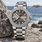 Oris Aquis Date Relief 43.5mm Grey Dial Steel Automatic Men's Watch – coastal lifestyle