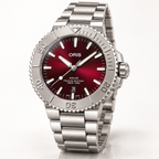 Oris Aquis Date Relief Cherry 43.5mm Red Dial Steel Automatic Men's Watch – studio
