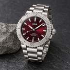 Oris Aquis Date Relief Cherry 43.5mm Red Dial Steel Automatic Men's Watch – stone still life