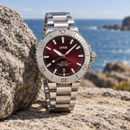 Oris Aquis Date Relief Cherry 43.5mm Red Dial Steel Automatic Men's Watch – coastal lifestyle