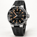 Oris Aquis Date 43.5mm Black Orange Dial Black Rubber Automatic Men's Watch – studio