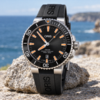 Oris Aquis Date 43.5mm Black Orange Dial Black Rubber Automatic Men's Watch – coastal lifestyle