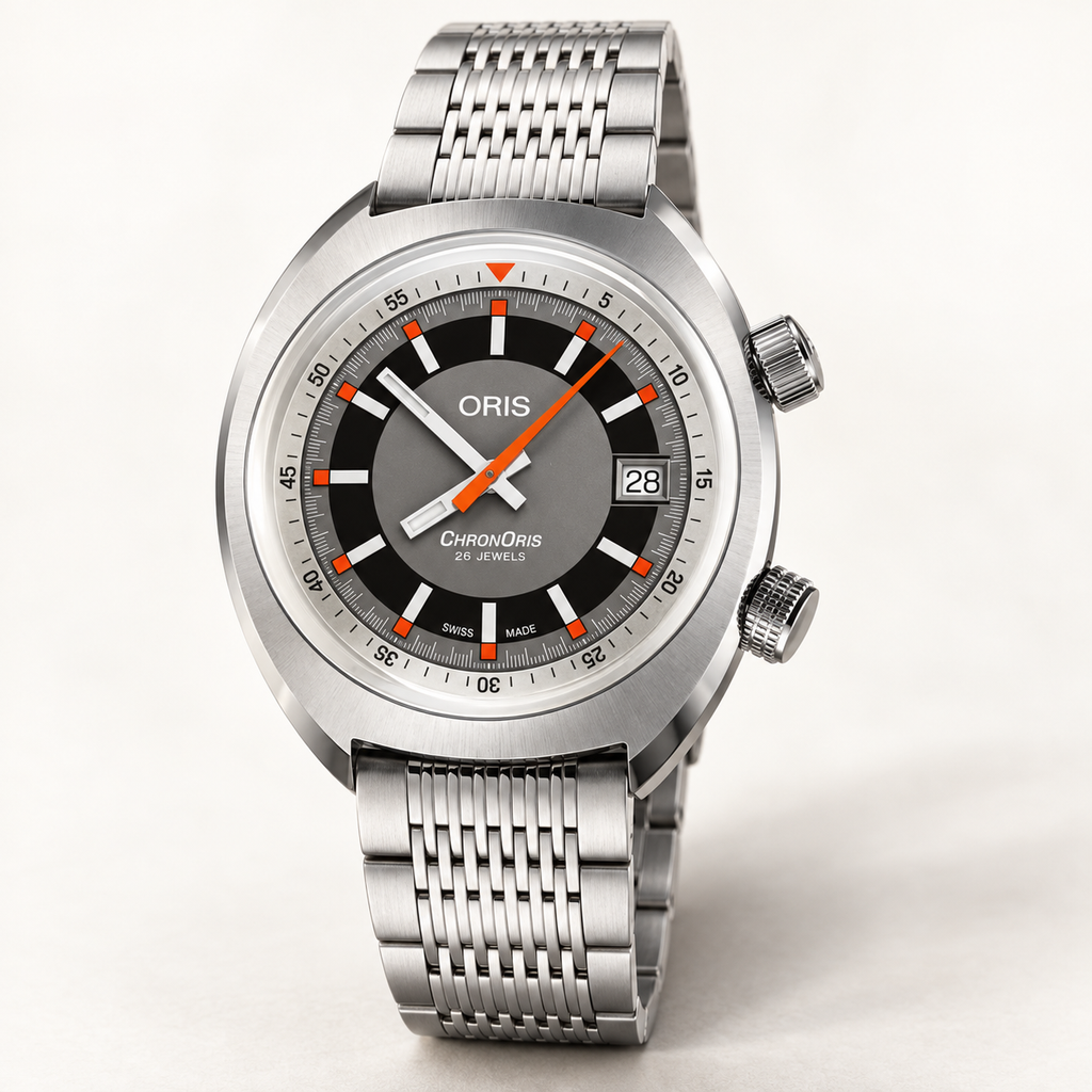 Oris Chronoris Date 39mm Grey Dial Steel Automatic Men's Watch – studio