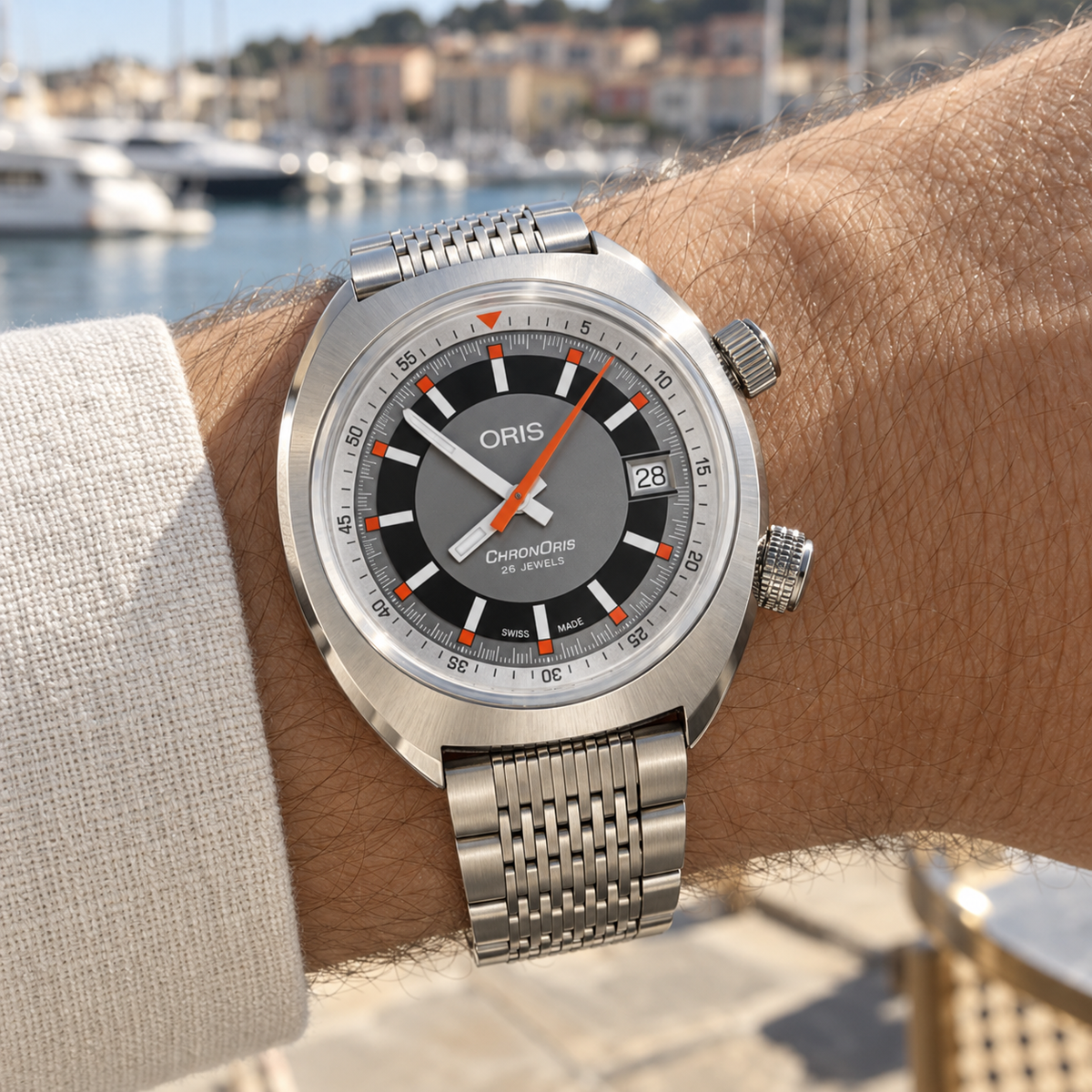 Oris Chronoris Date 39mm Grey Dial Steel Automatic Men's Watch – wrist lifestyle