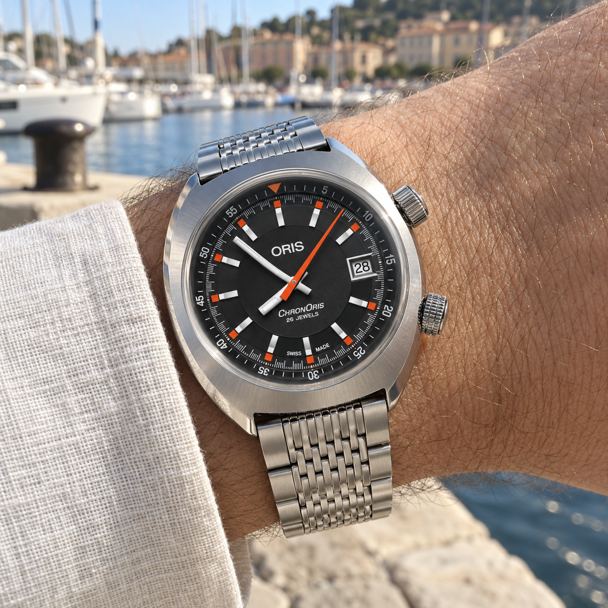Oris Chronoris Date 39mm Black Dial Steel Automatic Men's Watch – wrist lifestyle