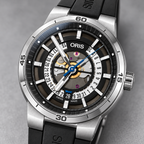 Oris TT1 Engine Date 42mm Black Skeleton Dial Black Rubber Automatic Men's Watch – dial macro
