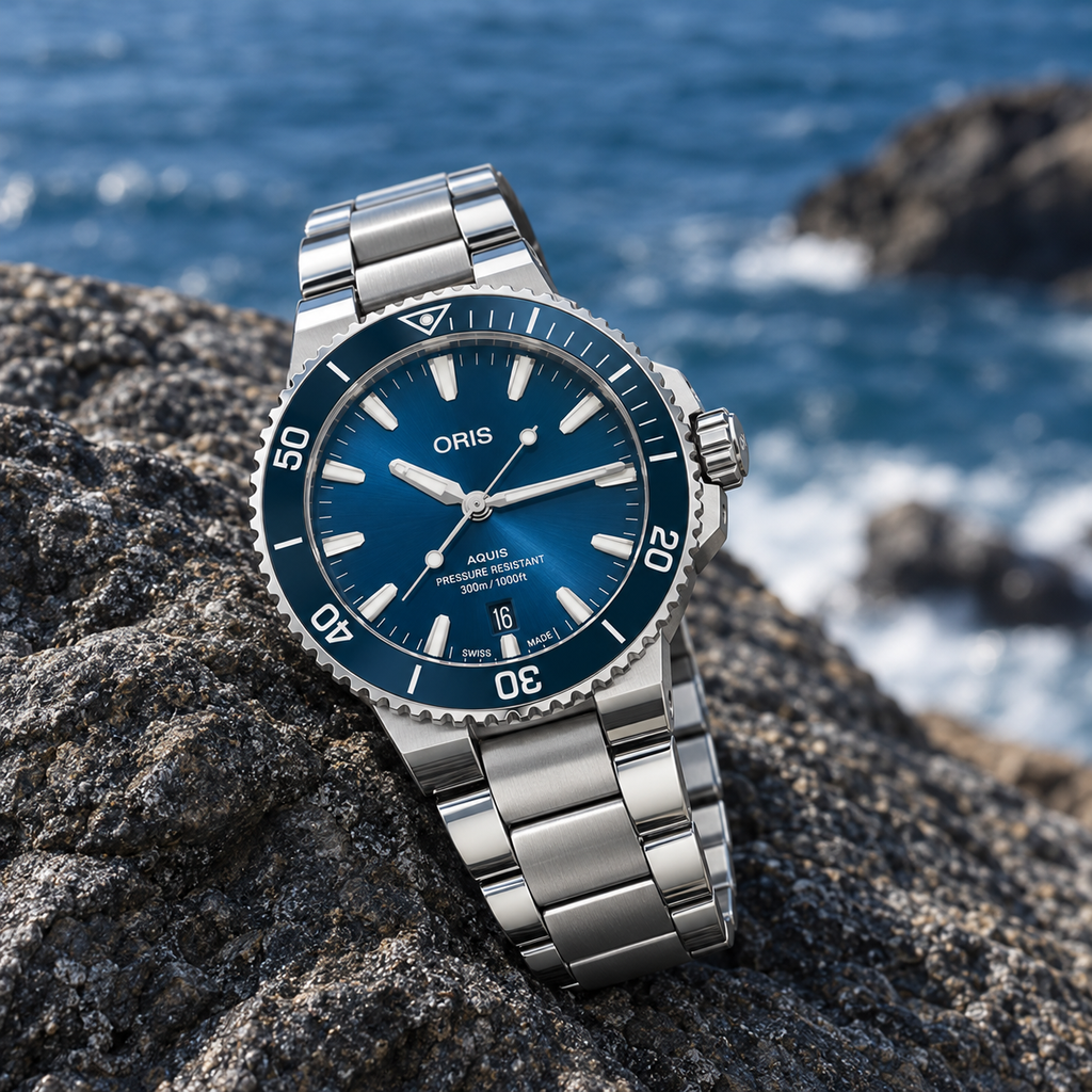Oris Aquis Date 41.5mm blue dial steel bracelet – coastal lifestyle