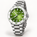 Oris Aquis Date Taste of Summer 41.5mm green dial white bezel steel bracelet – studio