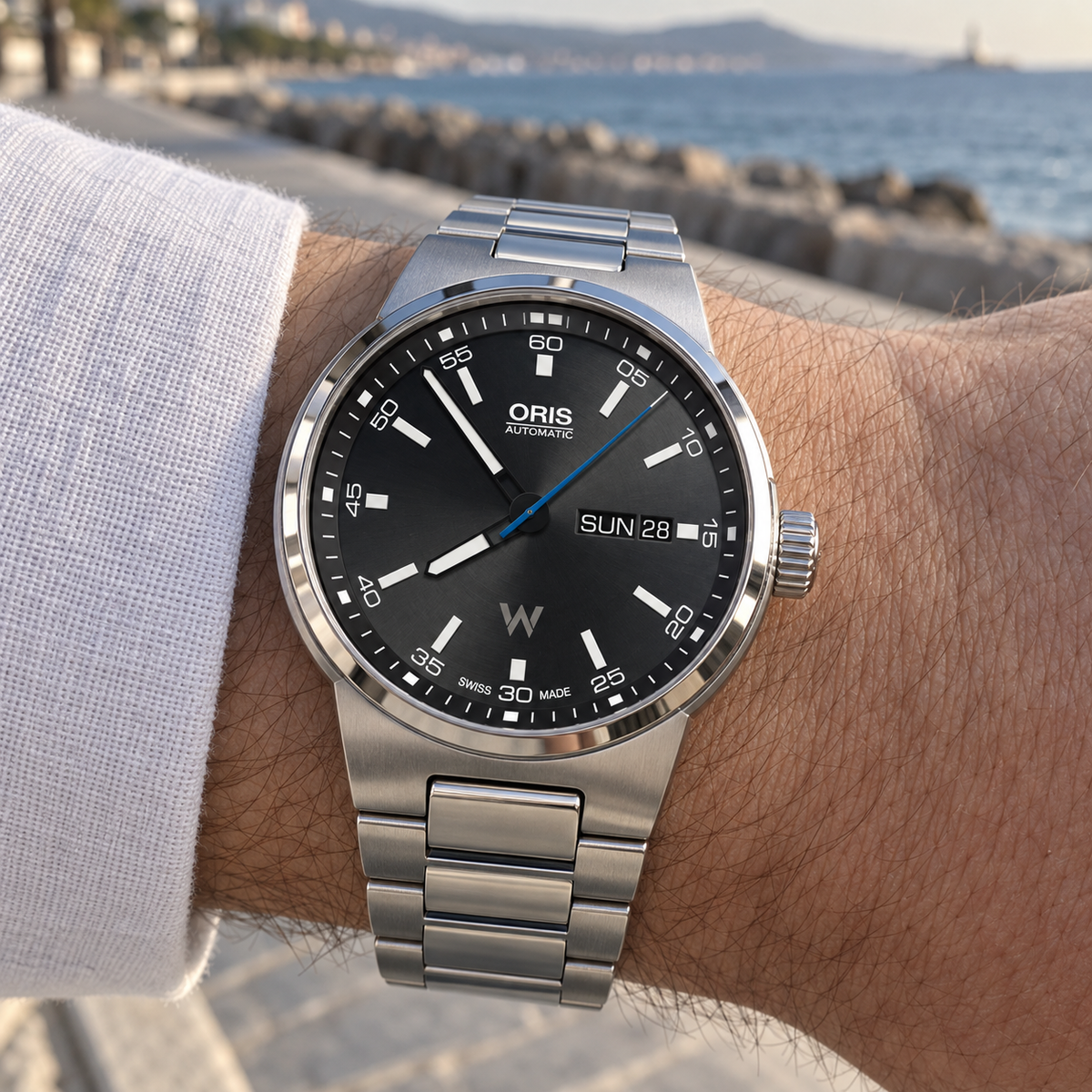 Oris Williams Day Date 42mm Black Dial Steel Automatic Men's Watch – wrist lifestyle