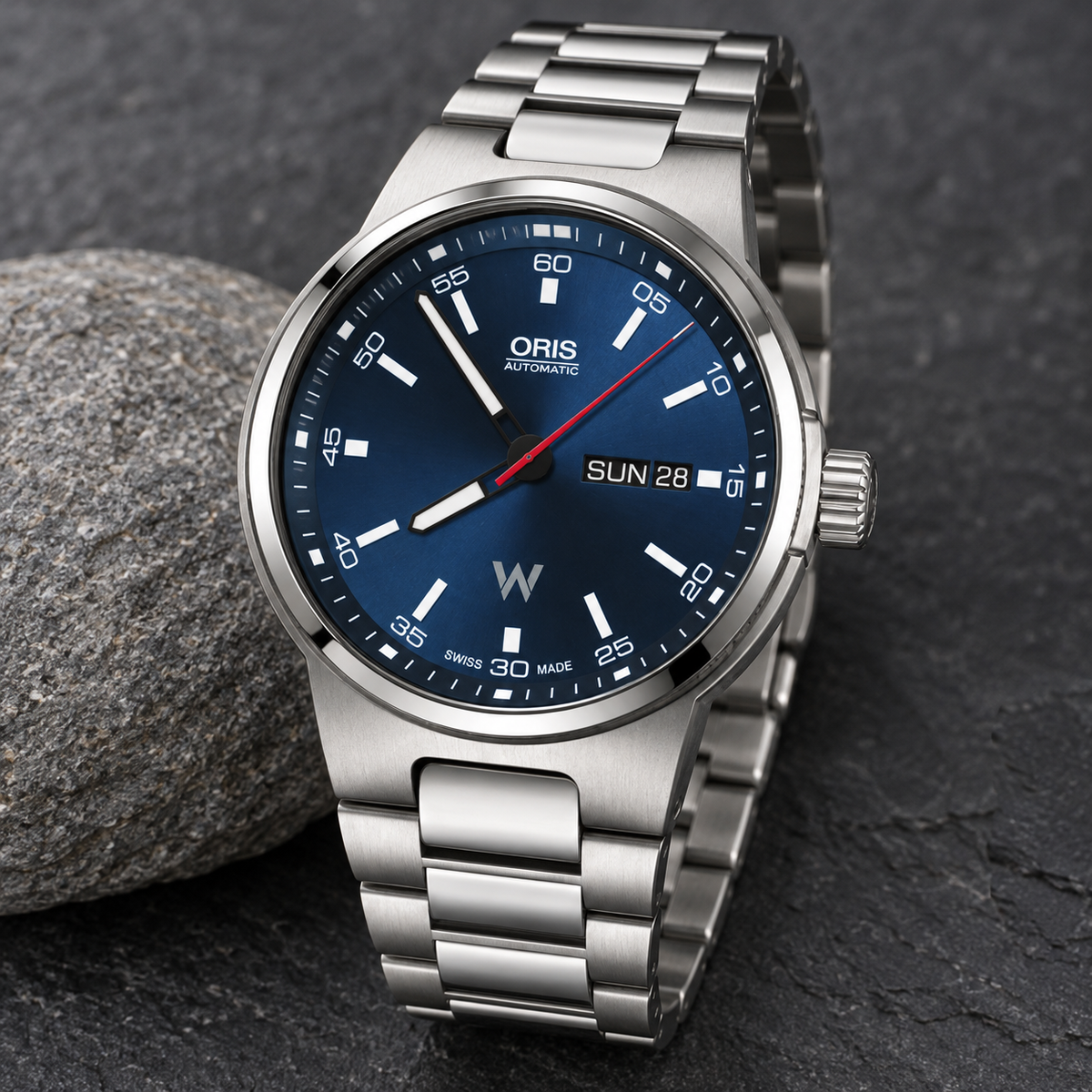 Oris Williams Day Date 42mm Blue Dial Steel Automatic Men's Watch – stone still life