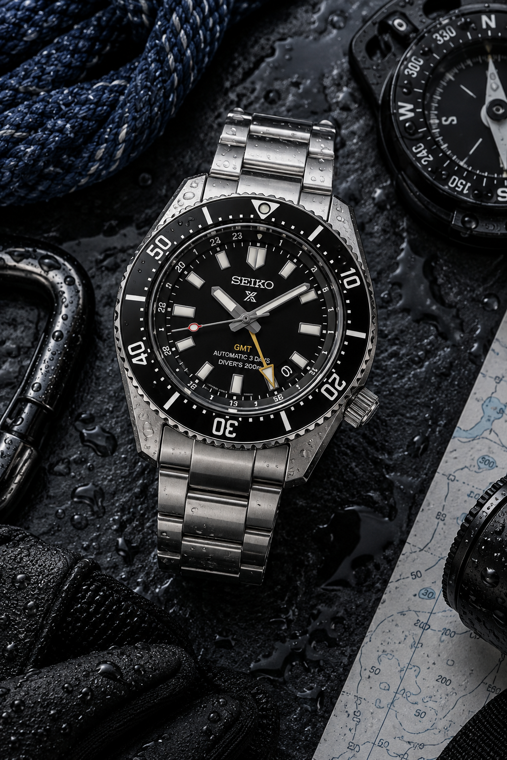 Seiko Prospex SPB383J1 dive gear flat lay