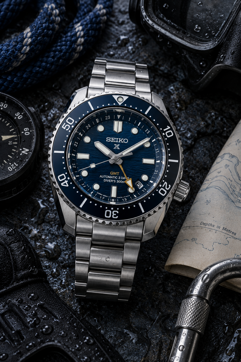 Seiko Prospex SPB509J1 dive gear flat lay