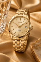 Seiko Presage SRPK46 gold silk lifestyle