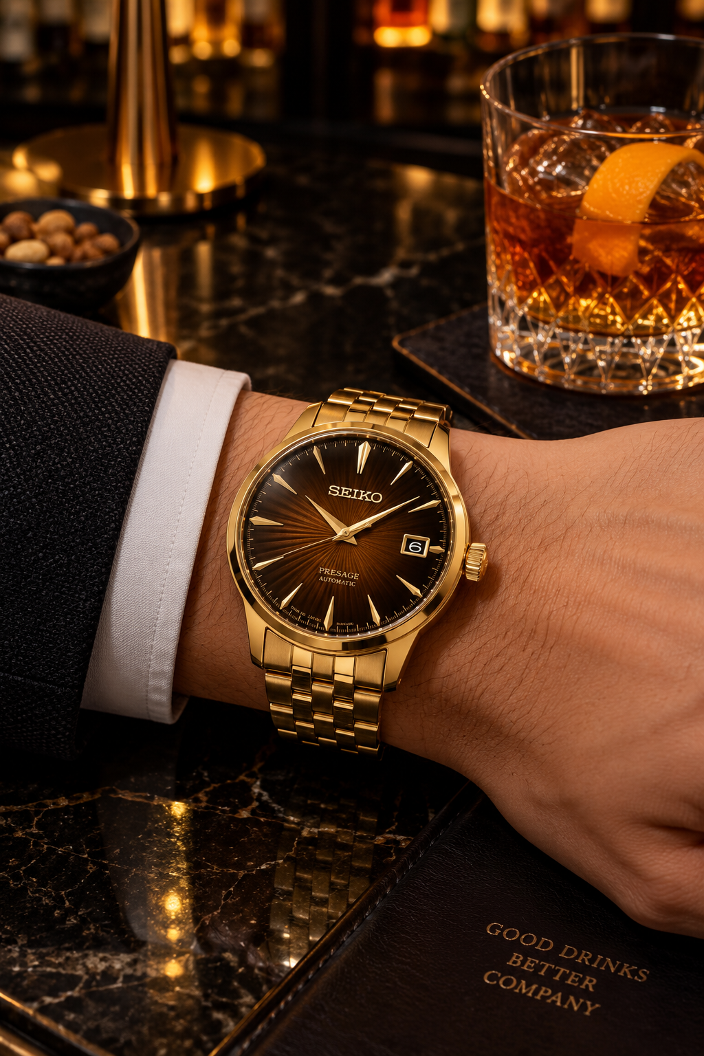 Seiko Presage SRPK48 bar lifestyle
