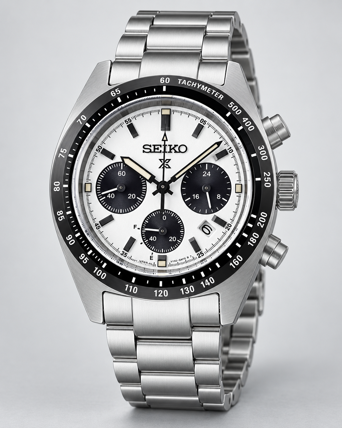 Seiko Prospex Speedtimer SSC813 solar chronograph front studio view