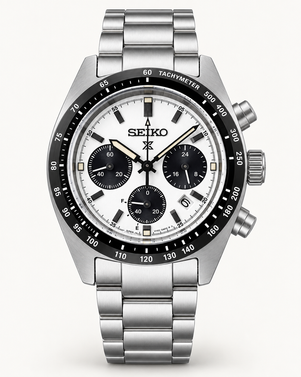 Seiko Prospex Speedtimer SSC813 panda dial front product view