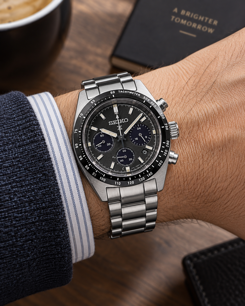 Seiko Prospex Speedtimer SSC819 solar chronograph on wrist