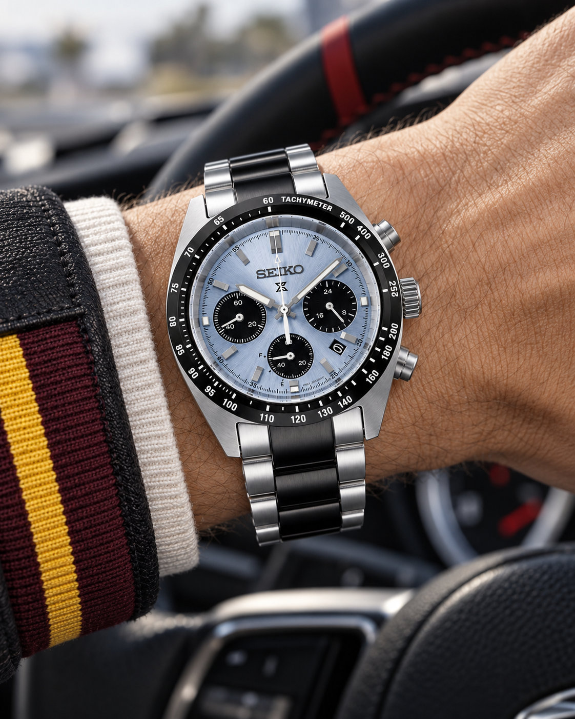 Seiko Prospex Speedtimer SSC909 solar chronograph on wrist
