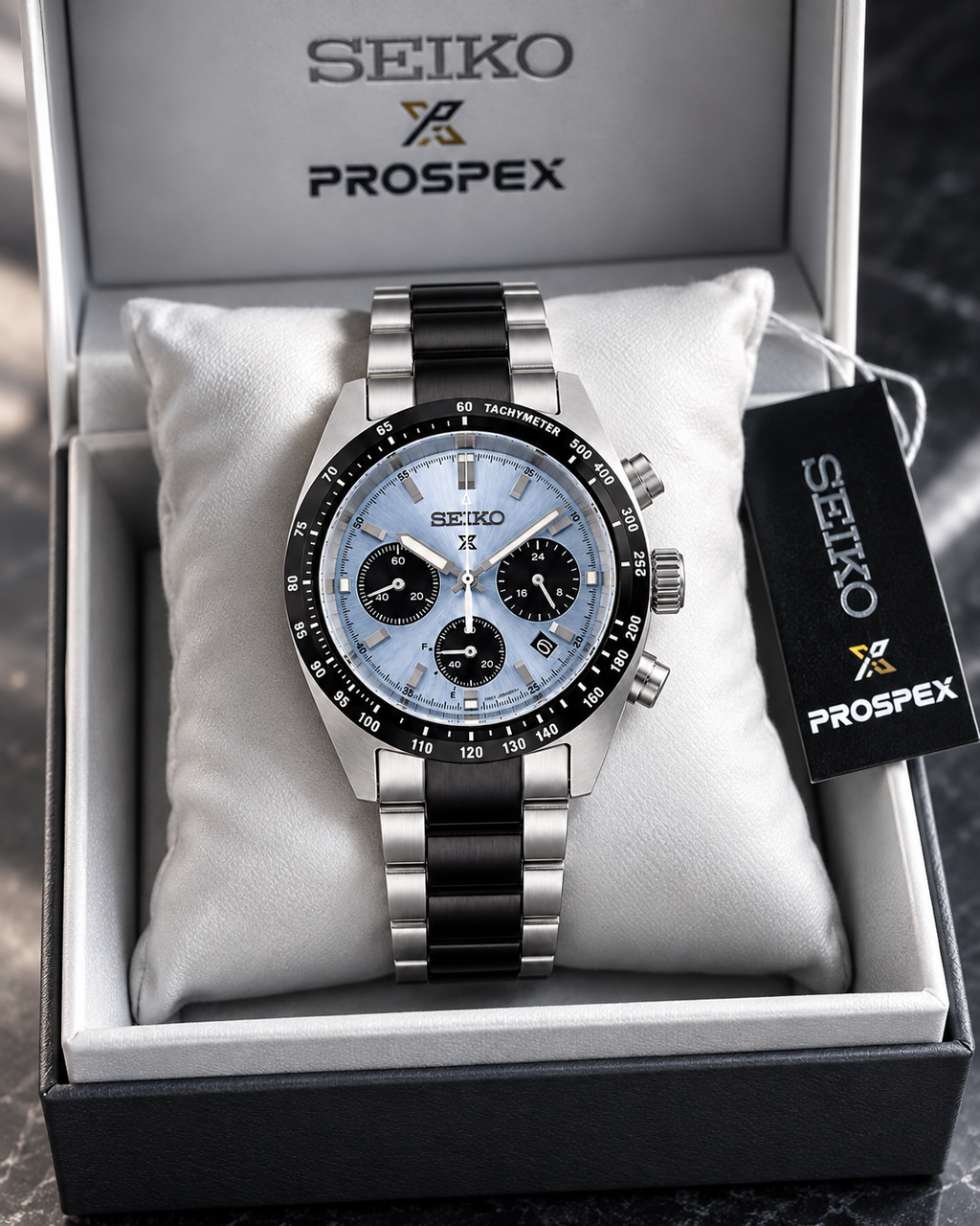 Seiko Prospex Speedtimer SSC909 presented in Seiko Prospex box