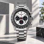 Seiko Prospex Speedtimer SSC911 white dial upright architectural product view