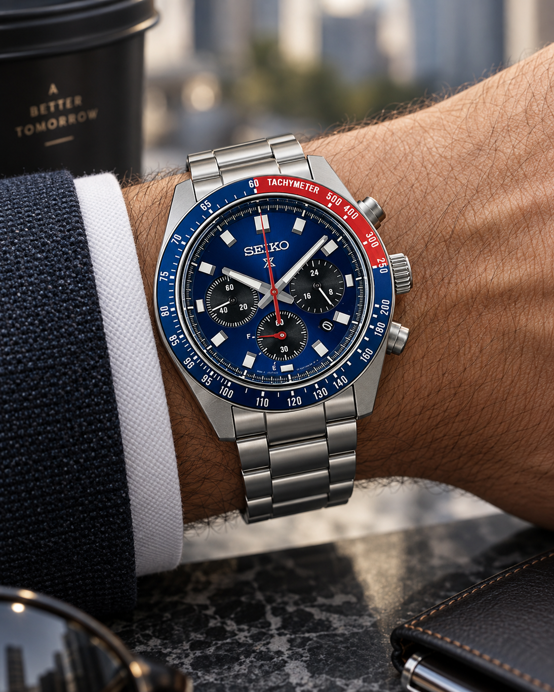 Seiko Prospex Speedtimer SSC913 solar chronograph on wrist