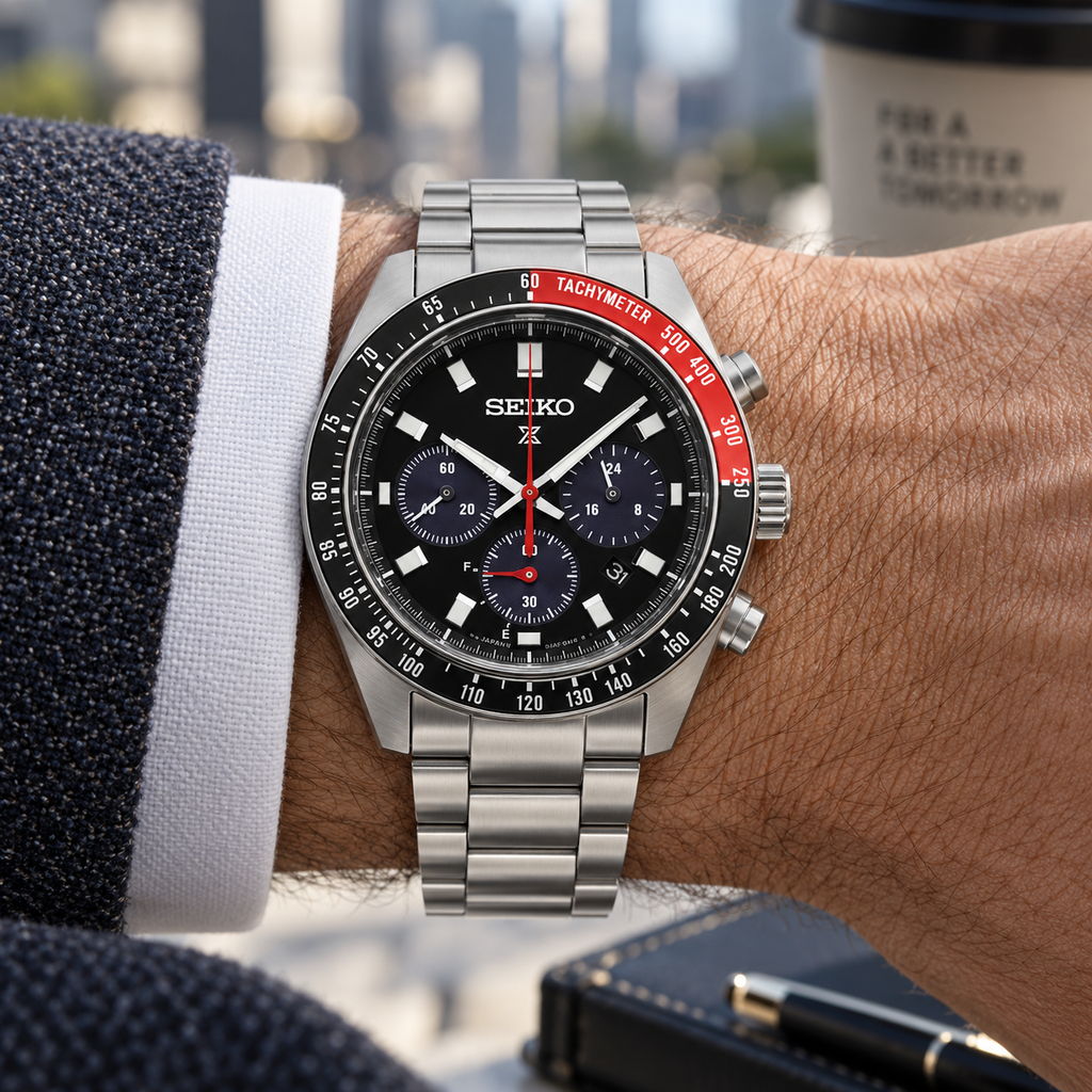 Seiko Prospex Speedtimer SSC915 solar chronograph on wrist