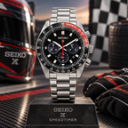 Seiko Prospex Speedtimer SSC915 black dial motorsport-inspired upright view