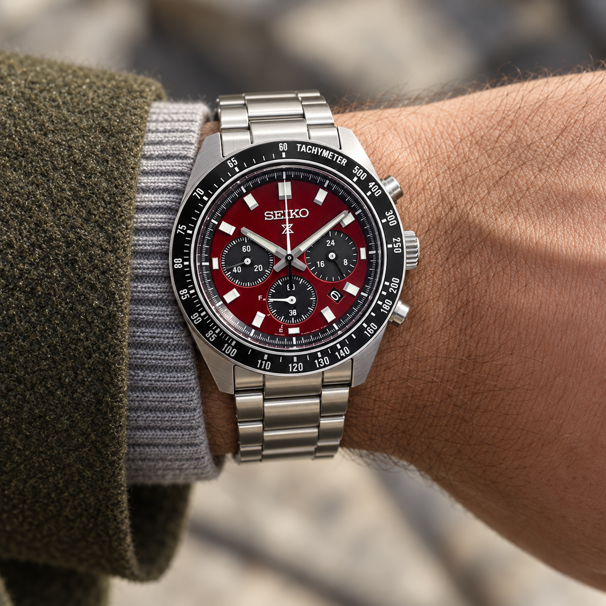 Seiko Prospex Speedtimer SSC927 solar chronograph on wrist