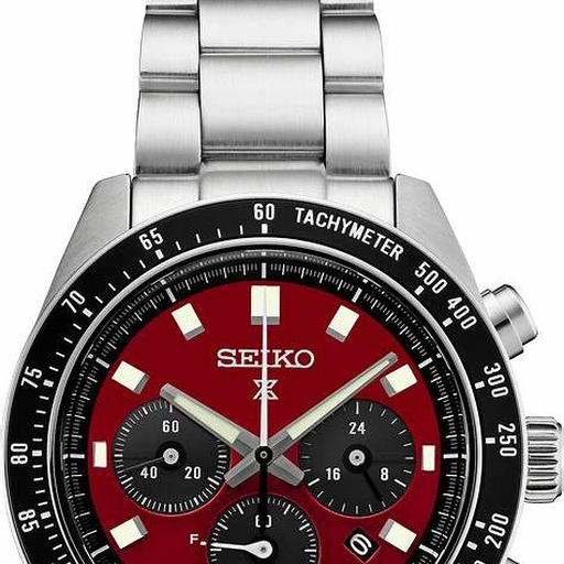 Seiko Prospex Speedtimer SSC927 red dial front product view