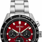 Seiko Prospex Speedtimer SSC927 red dial front product view