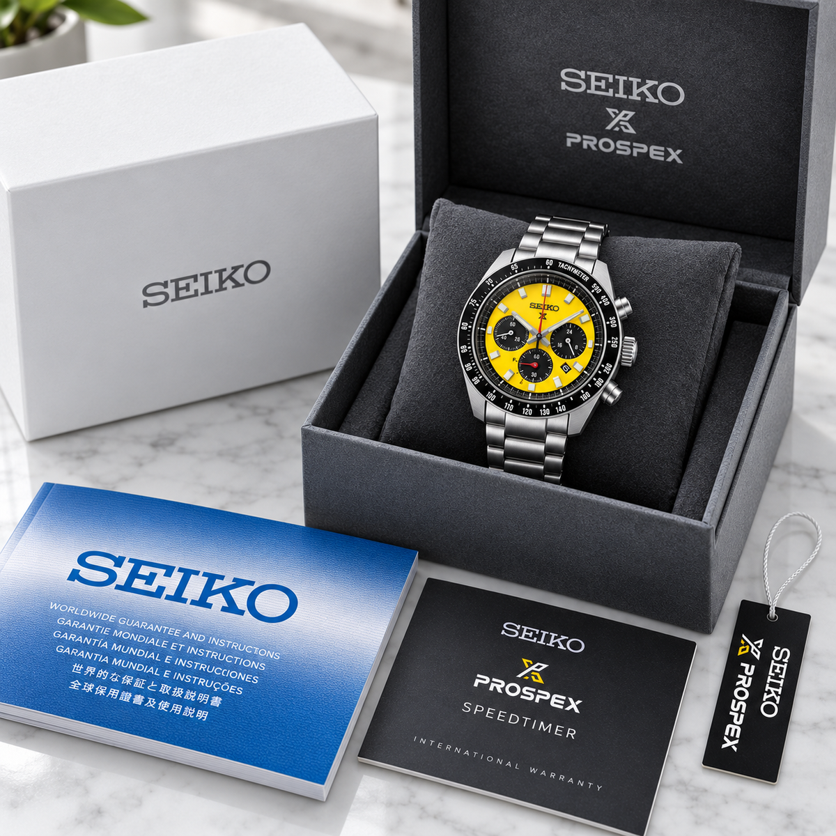 Seiko Prospex Speedtimer SSC929 presented in Seiko Prospex box
