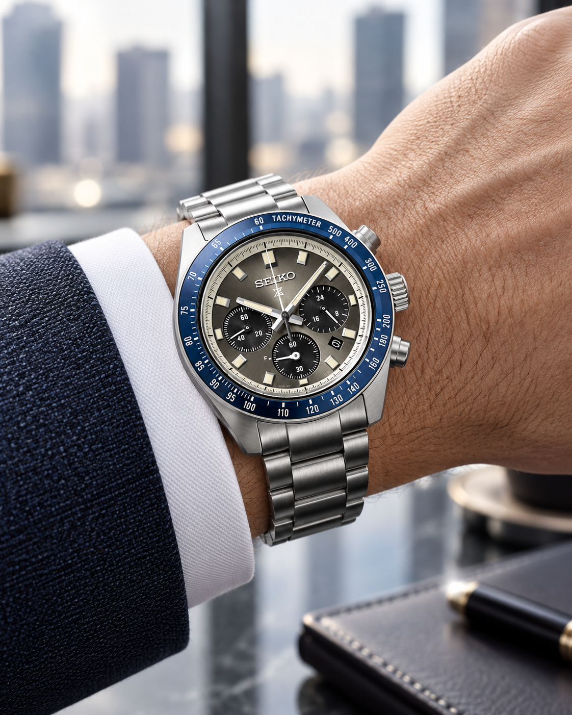 Seiko Prospex Speedtimer SSC939 solar chronograph on wrist
