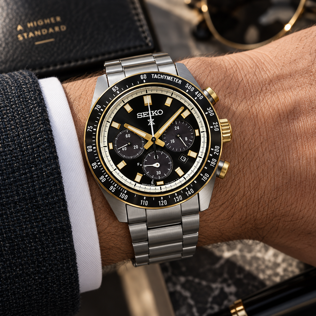 Seiko Prospex Speedtimer SSC941 solar chronograph on wrist